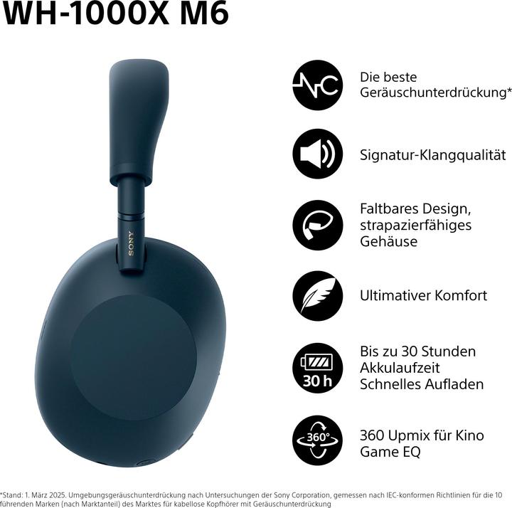 Produktbild Sony WH-1000XM6 (30 h, Kabellos, Kabelgebunden)