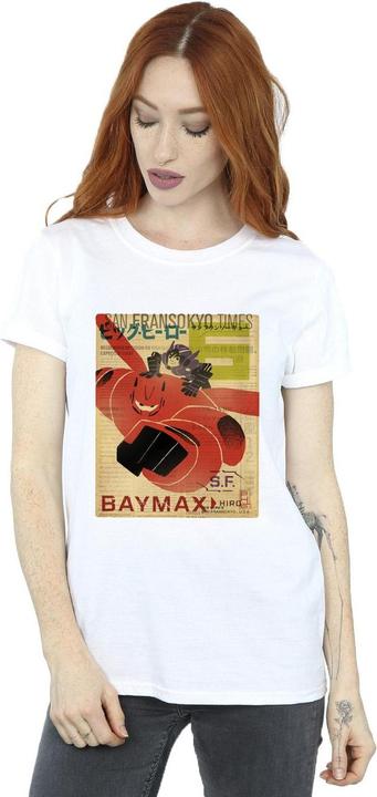 Actual product image Disney Womens/Ladies Big Hero 6 Baymax Flying Baymax Newspaper Cotton Boyfriend T-Shirt (M)