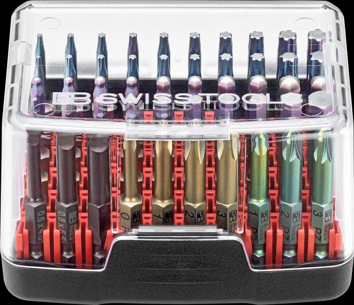Produktbild PB Swiss Tools BitBox (2, 3, 4, PH0, PH1, PH2, PH3, PZ1, PZ2, PZ3, T6, T7, T8, T9, T10, T15, T20, T25, T30, T40, TX10, TX15, TX20, TX25, TX30, TX40, TX 6, TX 7, TX 08, TX 09, 1,5 mm, 2 mm, 2.5 mm, 3 mm, 4 mm, 5 mm, 6 mm, 8 mm)
