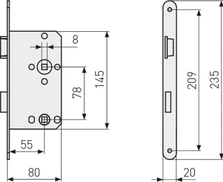 Actual product image Abus Bathroom mortise lock (Mortise lock)