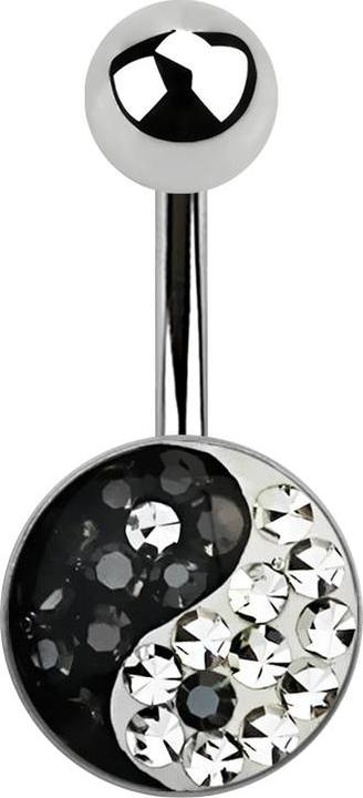 Star Piercing Banane silber mit Yin Yang schwarz (ohne Messing, Chirurgenstahl 316L)