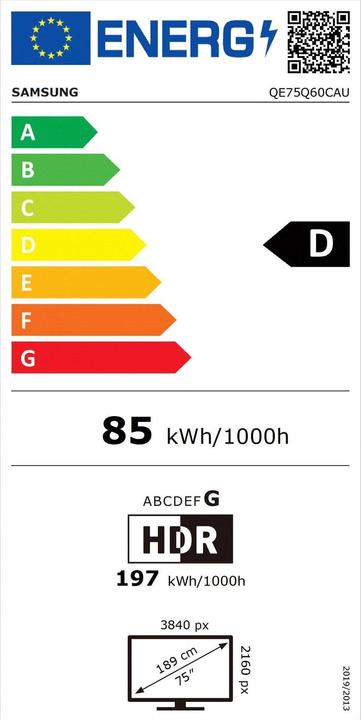 Energie-Label Samsung QE75Q60C (75", Q60C, QLED, 4K, 2023)