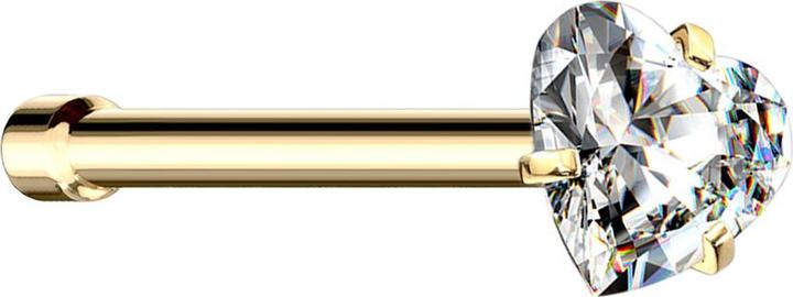Immagine prodotto Star Piercing Nasenstecker gerade vergoldet Kristallherz silber gefasst (Acciaio chirurgico 316L, senza ottone)