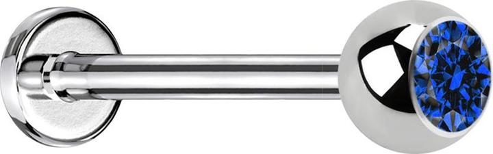 Immagine prodotto Star Piercing Micro Labret in argento con sfera e cristallo blu scuro (Acciaio chirurgico 316L, senza ottone)