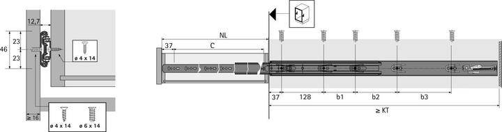 Actual product image Hettich Guide a estrazione totale su sfere KA 5632 SC