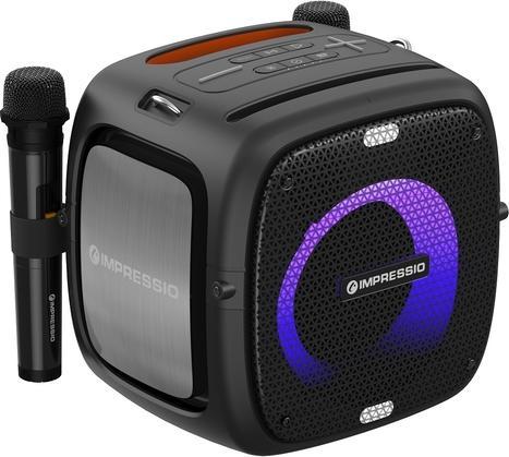 Produktbild C-Tech repro Impressio Qubis, Party reproduktor, 80W, Bluetooth, SD, USB, AUX, 2x mikrofon (8 h, Batteriebetrieb)