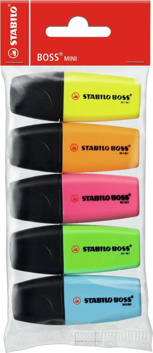Image du produit STABILO Surligneur BOSS MINI (Orange, Bleu, Vert, Jaune, Pink, 5 mm, 5 x)