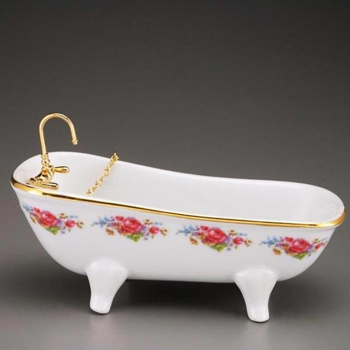 Immagine prodotto Reutter 001.770/2 - Vasca da bagno "Dresden Rose", miniatura (12,5 x 5,5 x 7 cm)