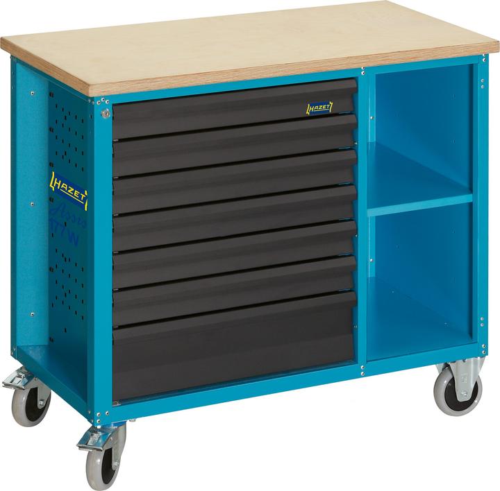 Actual product image HAZET Mobile work bench 177W-7 ∙ Drawers, flat: 6 x 79 x 527 x 348 mm ∙ Drawers, high: 1 x 164 x 52… (52 cm, 104 cm)