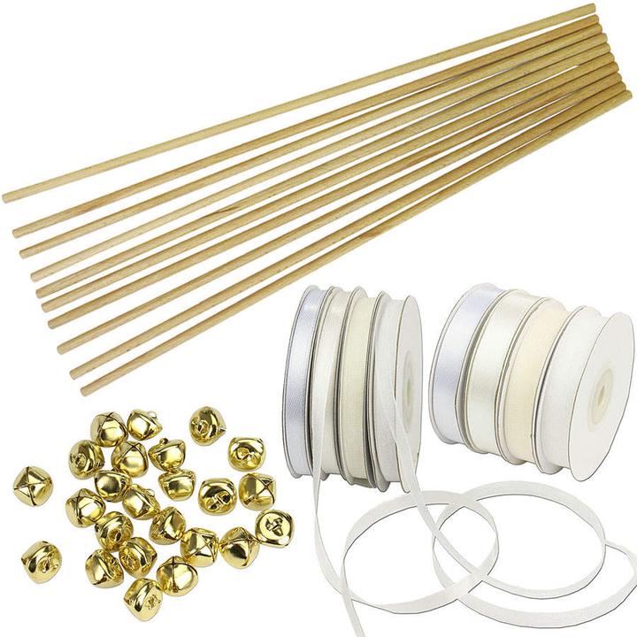 Actual product image trendmarkt24 Wands 48 pieces Wedding Wedding Wands 50cm long DIY bells 150m ribbon lucky wands