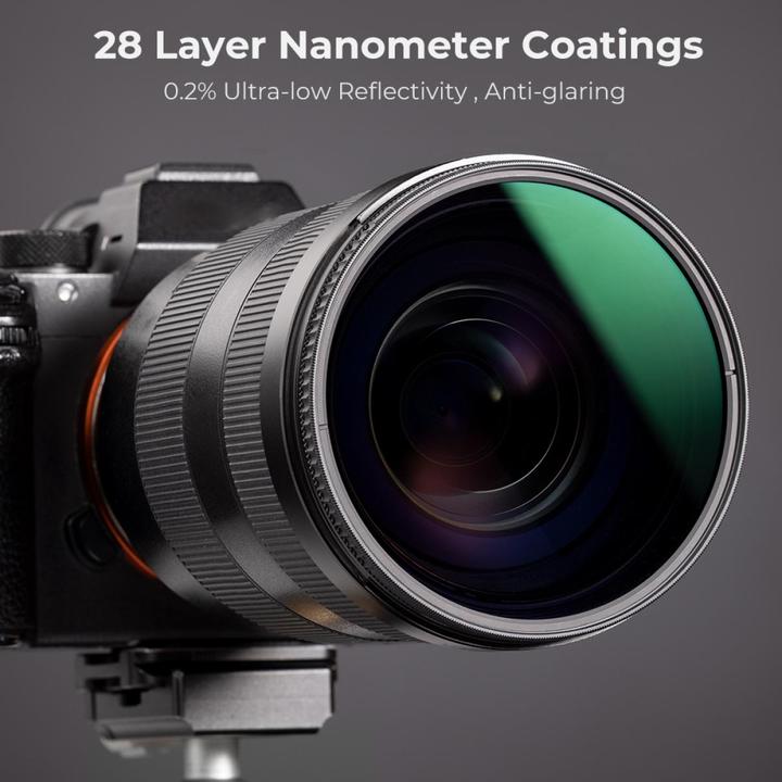 Image du produit K&F Concept Filtre CPL 58MM Super Slim Circular Polarizing Filter with 28 Layer Green Coated, HD, Waterproof, An (58 mm, Filtre polarisant)