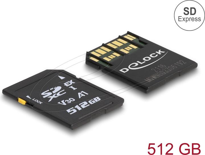 Image du produit Delock Carte mémoire SD Express 512 Go (512 Go, microSDXC, U3, UHS-I)