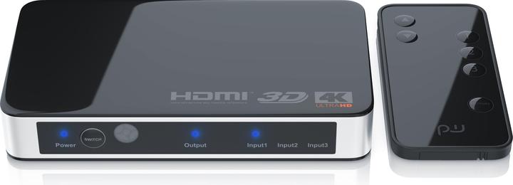Produktbild Primewire HDMI Switch 4k Ultra HD, 3 Port, Verteiler mit Fernbedienung, 4K, 3D, CEC, ARC