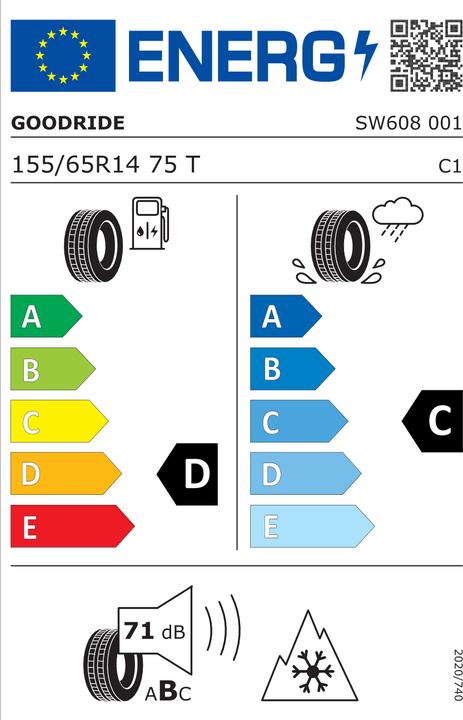Energy Label Goodride SW608 (155/65R14 75T, Winter tyres)