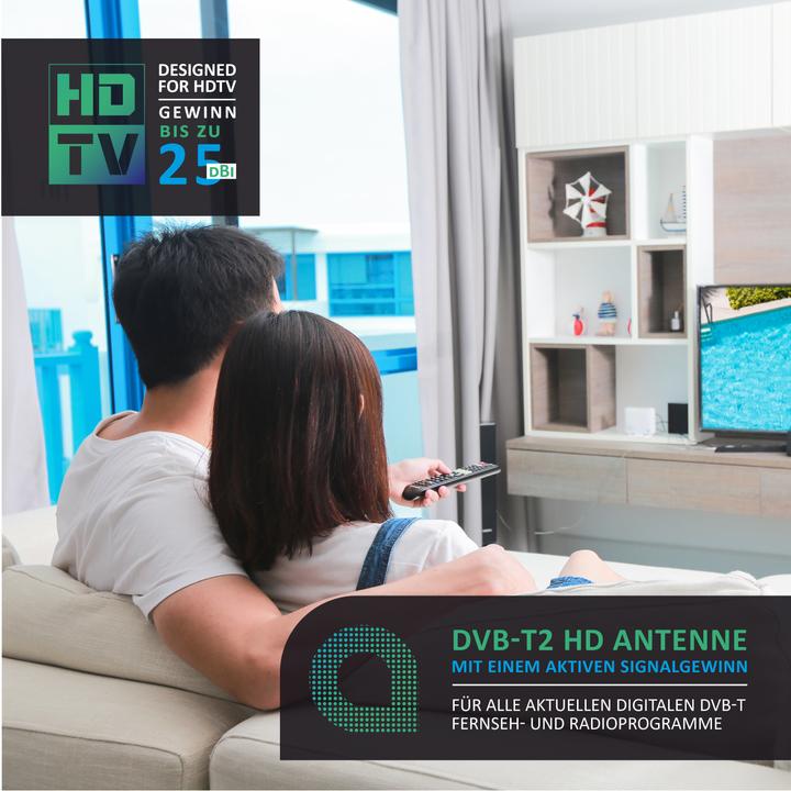 Produktbild Aplic DVB-T2 HD Antenne aktiv (Stabantenne, 25 dB, DVB-T / -T2)