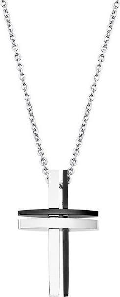 Lotus Style - Steel necklace with a cross Men inack LS1984-1 / 1 (L) (Matériel exact, MAT BIJOU)
