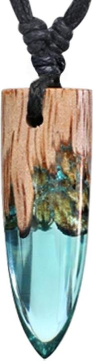 Produktbild Star Piercing Halskette schwarz Anhänger Patrone höhle Epoxy blau aus Tamarind Holz (ohne Messing, Organisch)