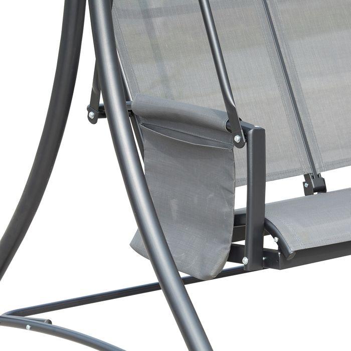 Actual product image Swisshandel24 3-seater Hollywood swing, garden swing with sun canopy, swing bench with shelf, aluminium, grey