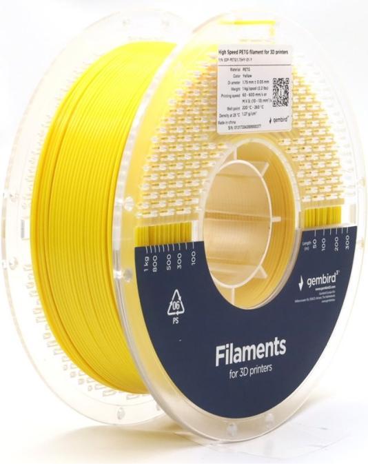 Actual product image Gembird High Speed PETG (PET, PETT) - Gul - 1.75mm - 1 kg (PETG, 1.75 mm, 1000 g, Yellow)