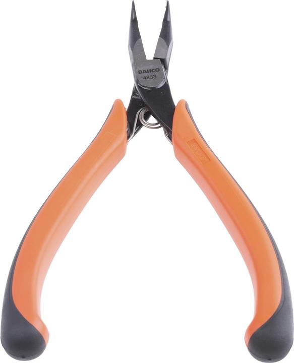 Actual product image Bahco ERGO needle nose pliers with two-component handles and 60° angled tip, phosphatised, 130 mm (130 mm)