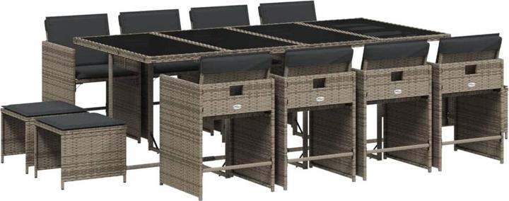 Actual product image VidaXL Garden furniture dining set garden set seating group 13-piece grey poly rattan (220 cm)