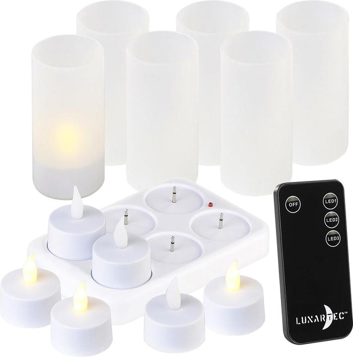 Actual product image Lunartec Battery LED Tealights with Charging Station (6 x)