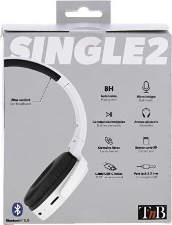 Immagine prodotto T'nB TNB Casco bluetooth Single 2 Gris (Nessuna soppressione del rumore, 8 h, Senza fili)