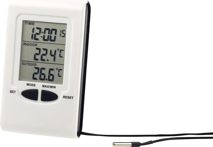 Produktbild Pearl Digitales Innen- und Aussen-Thermometer mit LCD-Display und Uhrzeit