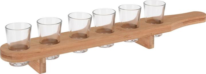 Actual product image Excellent Houseware Bamboo liquor rack for 6 shot glasses (0.40 dl, 6 x, Shot glass)