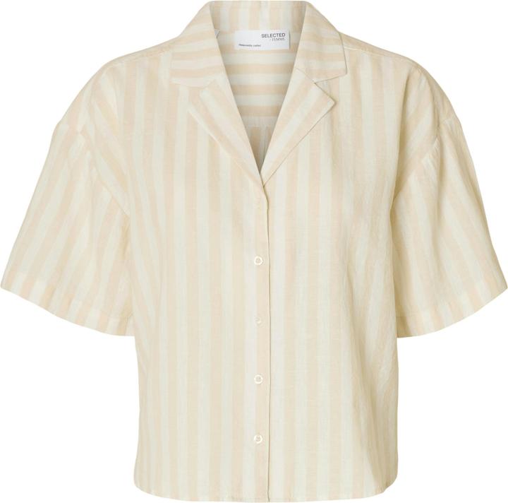 Selected Homme Kurzarm Bluse aus Leinengemisch