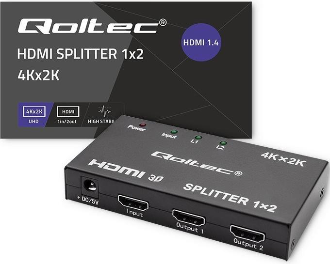 Image du produit Qoltec 51796 Séparateur HDMI actif 2 x HDMI 4K x 2K | 3 4 Gbit/s