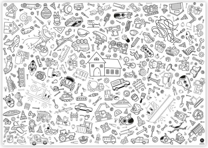 Actual product image Jeka Colour Me Colourful Paper Tablecloth "Vehicles & Construction Site