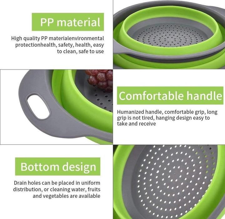 Actual product image ASMI Collapsible silicone strainer, foldable round drip tray