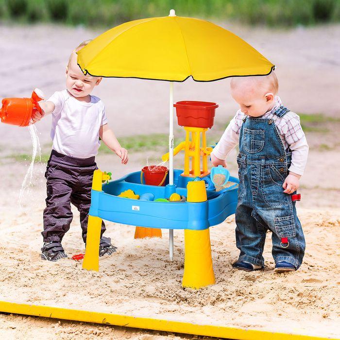 Actual product image Swisshandel24 Sand and water play table 2-in-1 table play set for outdoor sand and water activities 25 pieces
