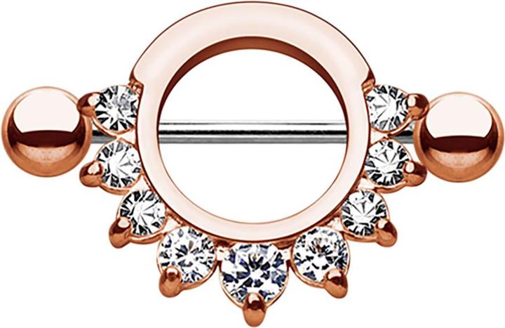 Produktbild Star Piercing Barbell rund mit 9 Kristallen rosegold (ohne Messing, Chirurgenstahl 316L)