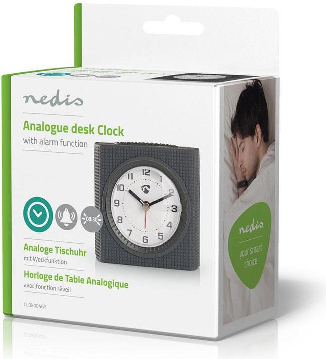 Actual product image Nedis Alarm clock, analogue, grey light