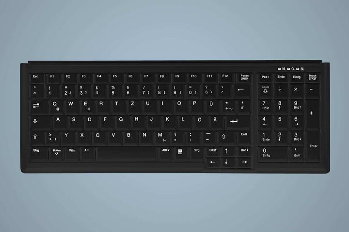Immagine prodotto Active Key Tastiera compatta stile notebook Industry 4.0 con NumPad PS2 nero (DE, Cablato)