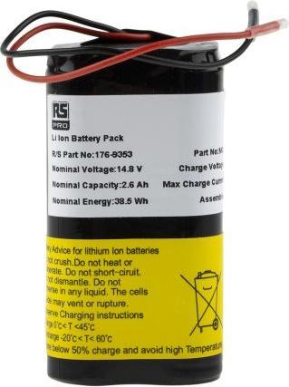 Actual product image Rs Pro Li-Ion battery 4S1P (18650) + PCM UN38.3 (1 pcs., 18650, 2600 mAh)