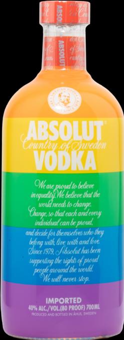 Actual product image Absolut Vodka PRIDE Rainbow Colors Limited Edition 40% Vol. 0.7l