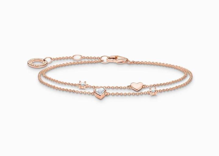 Produktbild Thomas Sabo Armband mit Herzen und Weisse Steine Roségold (19 cm, Silber 925)
