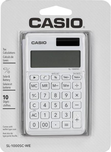 Image du produit Casio Calculatrice de poche BIC SL1000SCW 10 chiffres blanc (Piles, Cellules solaires)