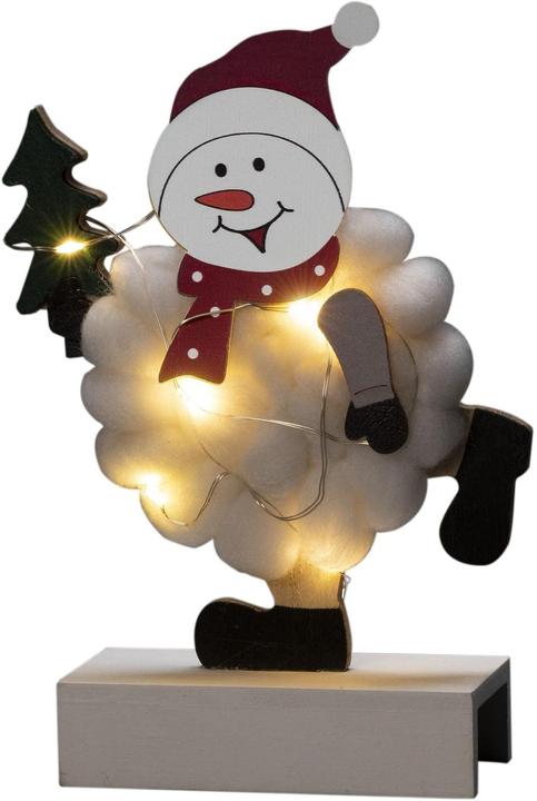 Actual product image Konstsmide LED Wooden Silhouette 'Snowman with Cotton