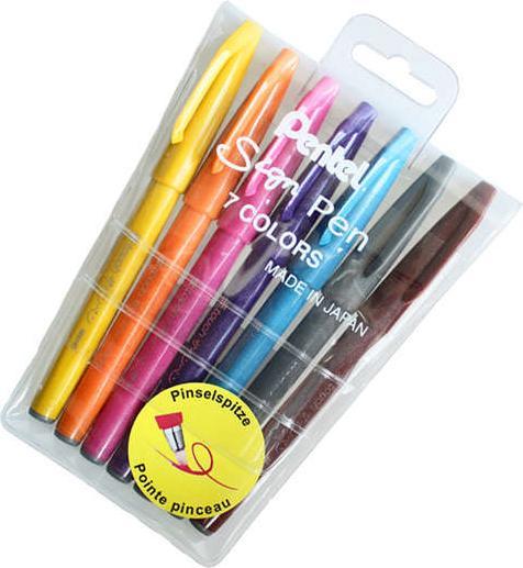 Image du produit Pentel Stylo pinceau, stylo fibre (Multicolore, 7 x)
