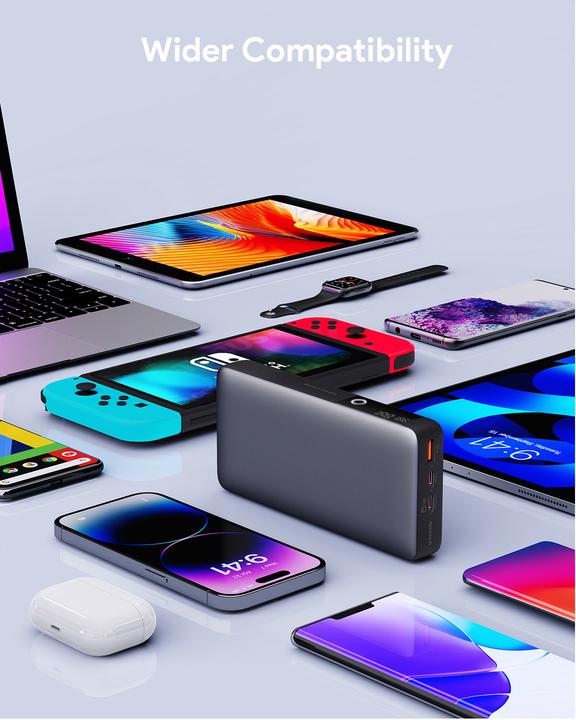 Productafbeelding Aukey Powerbank Sprint X 20K, 65W, 20000mAh, met USB-C kabel (20000 mAh, 65 W, 74 Wh)