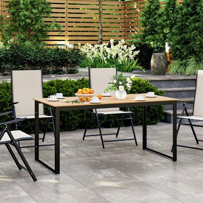 Produktbild Swisshandel24 Gartentisch für 6 Personen 160x80 cm Holzoptik Lamellendesign, Teak (80 cm)
