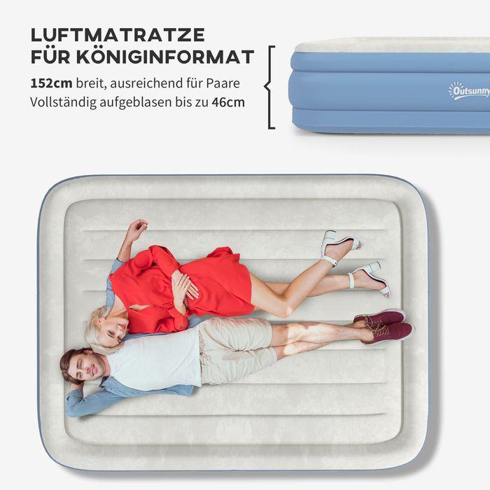 Image du produit Swisshandel24 Matelas de camping pour 2 personnes, gonflable, pompe intégrée, sac de transport, 203x152x46cm (152x203)