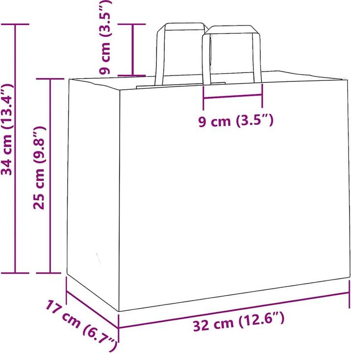 Image du produit VidaXL Sacs en papier kraft 50 pcs. avec anse jaune 32x17x25 cm Sac en papier (Pochette cadeau, 50 x)