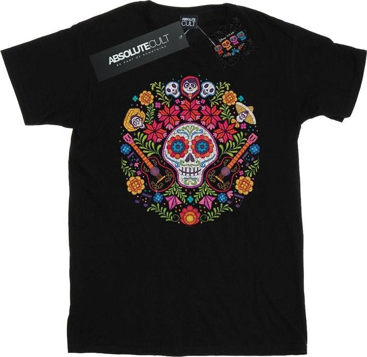 Actual product image Disney Girls Coco Embroidered Skull Print Cotton T-Shirt (152, 158)