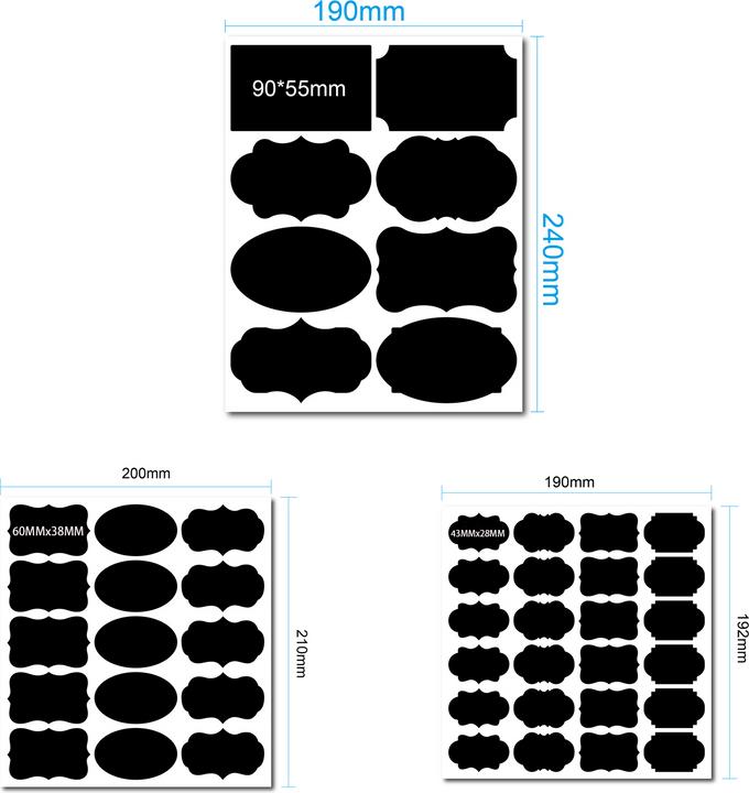 Image du produit I Am Creative Etiketten Kreide Tafel im Schiefer Look Selbstklebende Aufkleber 282er Set