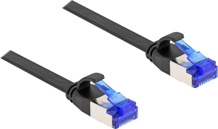 Produktbild Delock RJ45 Flachband Patchkabel Stecker zu Stecker Cat.6A flexibel 0,25 m schwarz (U/FTP, CAT6a, 0.25 m)